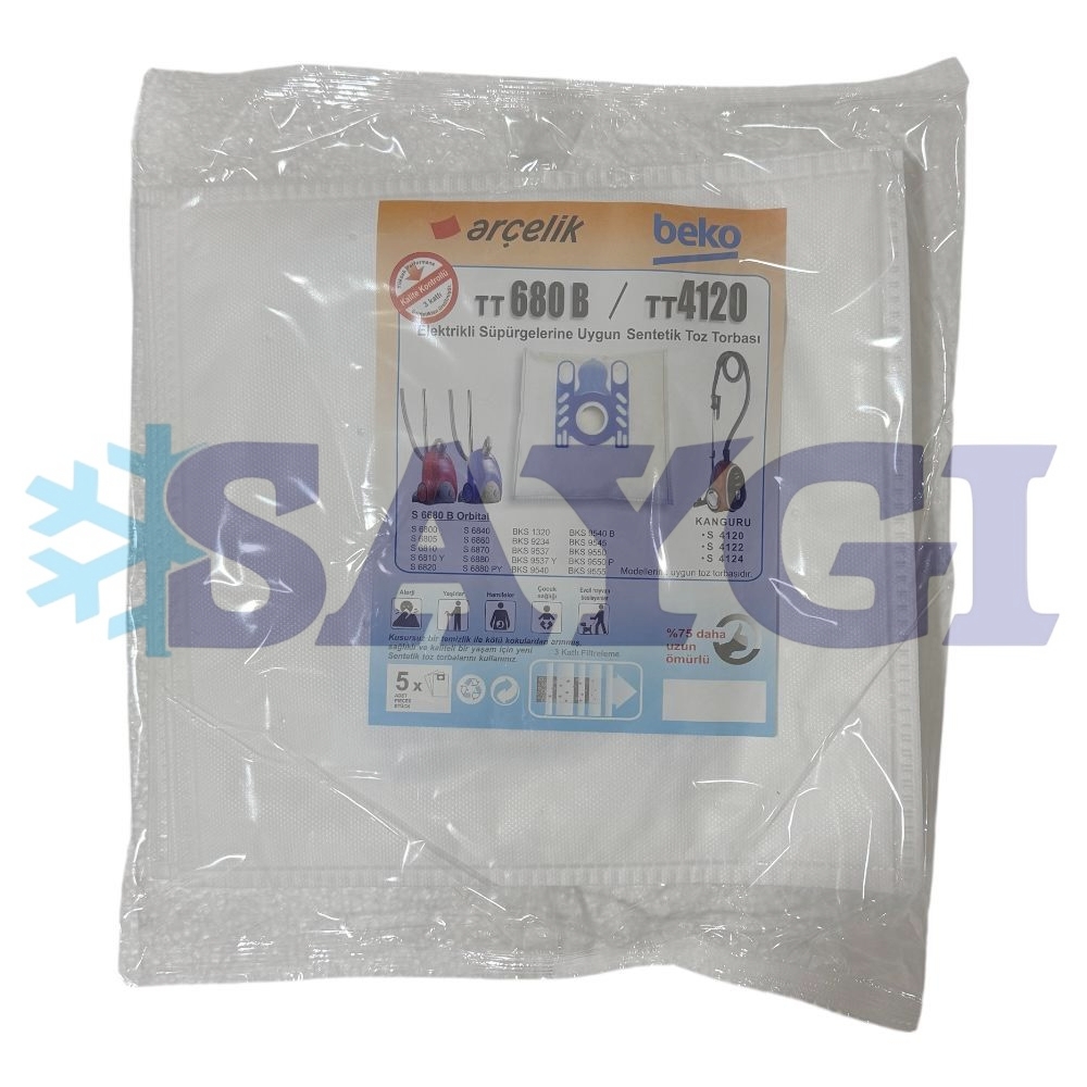 ARÇELİK SÜPÜRGE MAKİNESİ TOZ TORBA TT 680 B - (5 ADET)