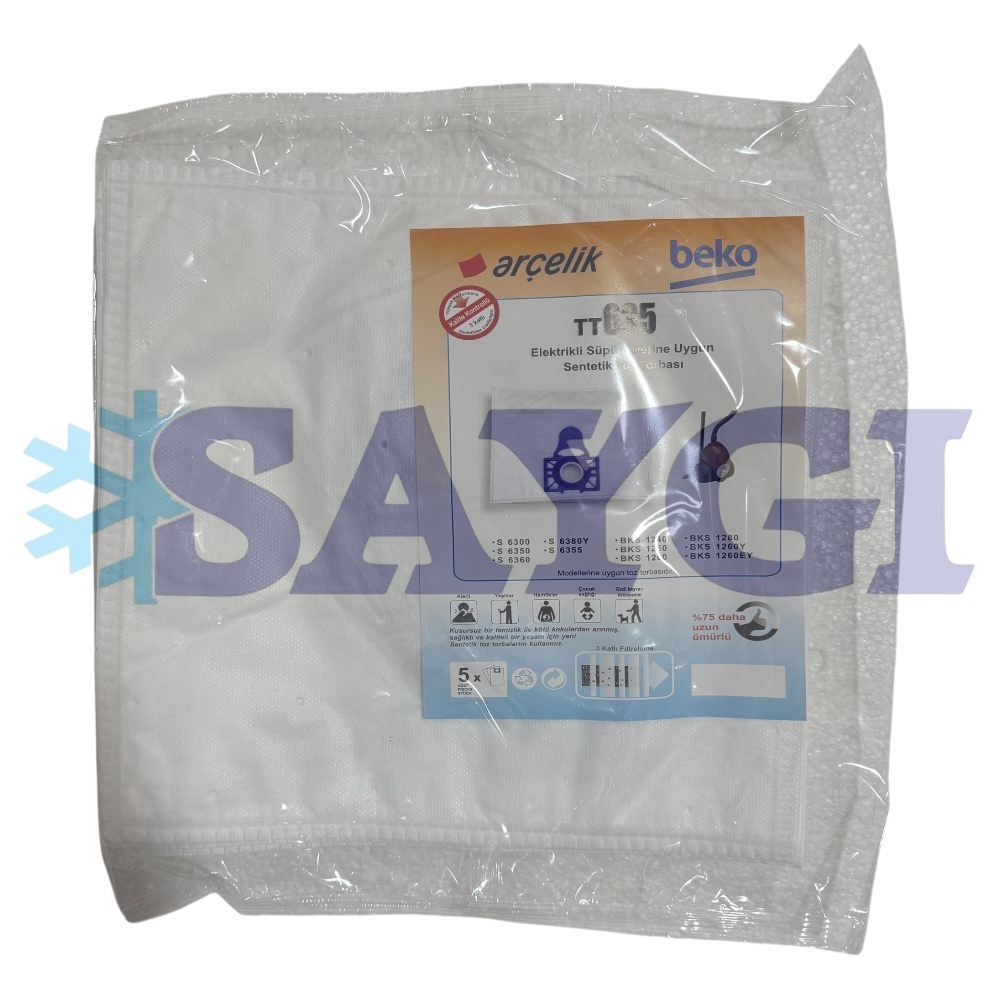 ARÇELİK SÜPÜRGE MAKİNESİ TOZ TORBA TT 635 - (5 ADET)